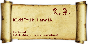 Klárik Henrik névjegykártya