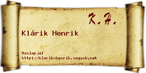 Klárik Henrik névjegykártya